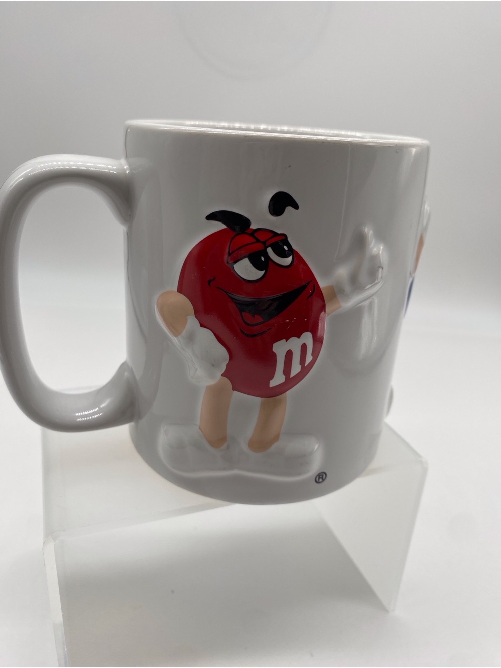 M&M'S White Ceramic Mug with Red M&M Character Raised Design